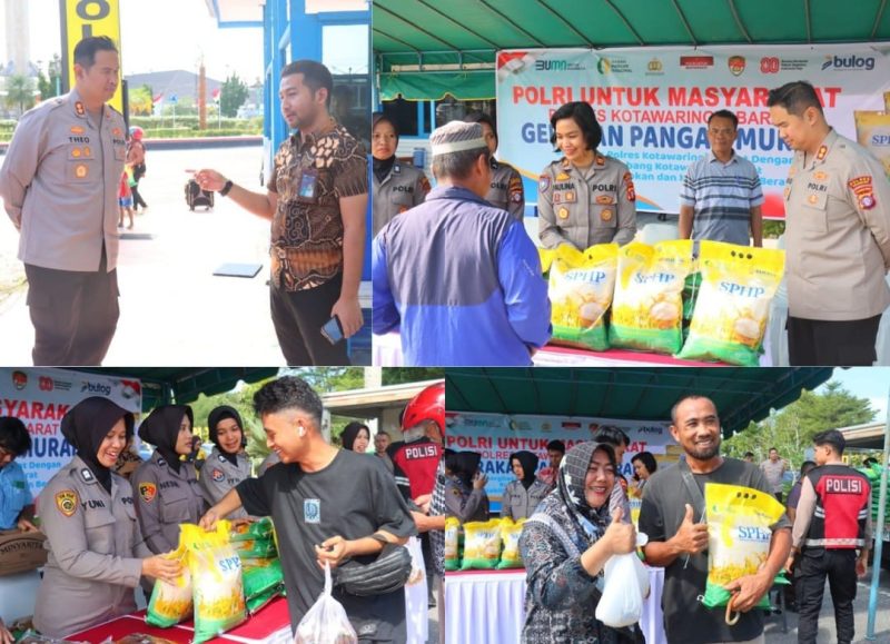 Kapolres Kobar AKBP Theodorus Priyo Santosa bersama Pimpinan Cabang Bulog Kobar, Ricky Bagus saat di Stand GPM, di Kawasan Bundaran Pancasila, Pangkalan Bun 