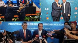 H. Agustiar usai mengikuti Musyawarah Nasional (Munas) Percasi XXX yang digelar di The Tavia Heritage Hotel, Jakarta Sabtu (11/4) (LK/Istimewa)