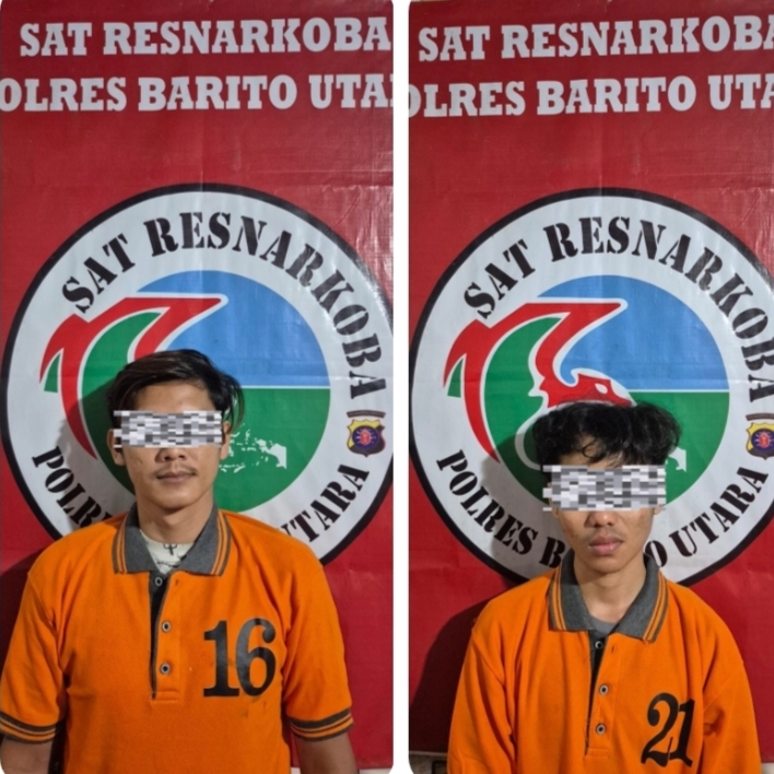 Tampang dua pengedar sabu yang beroperasi di dalam kota Muara Teweh dan telah diamankan di Polres Barito Utara. (fhoto:ist/hms/red-lintaskalimantan.co) 
