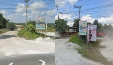Foto bukti banner sudah lama terpasang, terlihat juga banner salah satu kandidat Calbup Pilkada 2024. (LK/Istimewa)