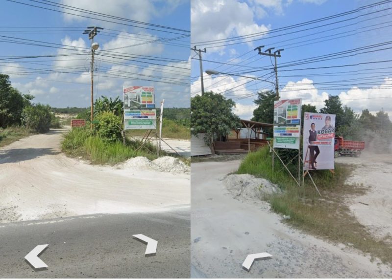 Foto bukti banner sudah lama terpasang, terlihat juga banner salah satu kandidat Calbup Pilkada 2024. (LK/Istimewa)